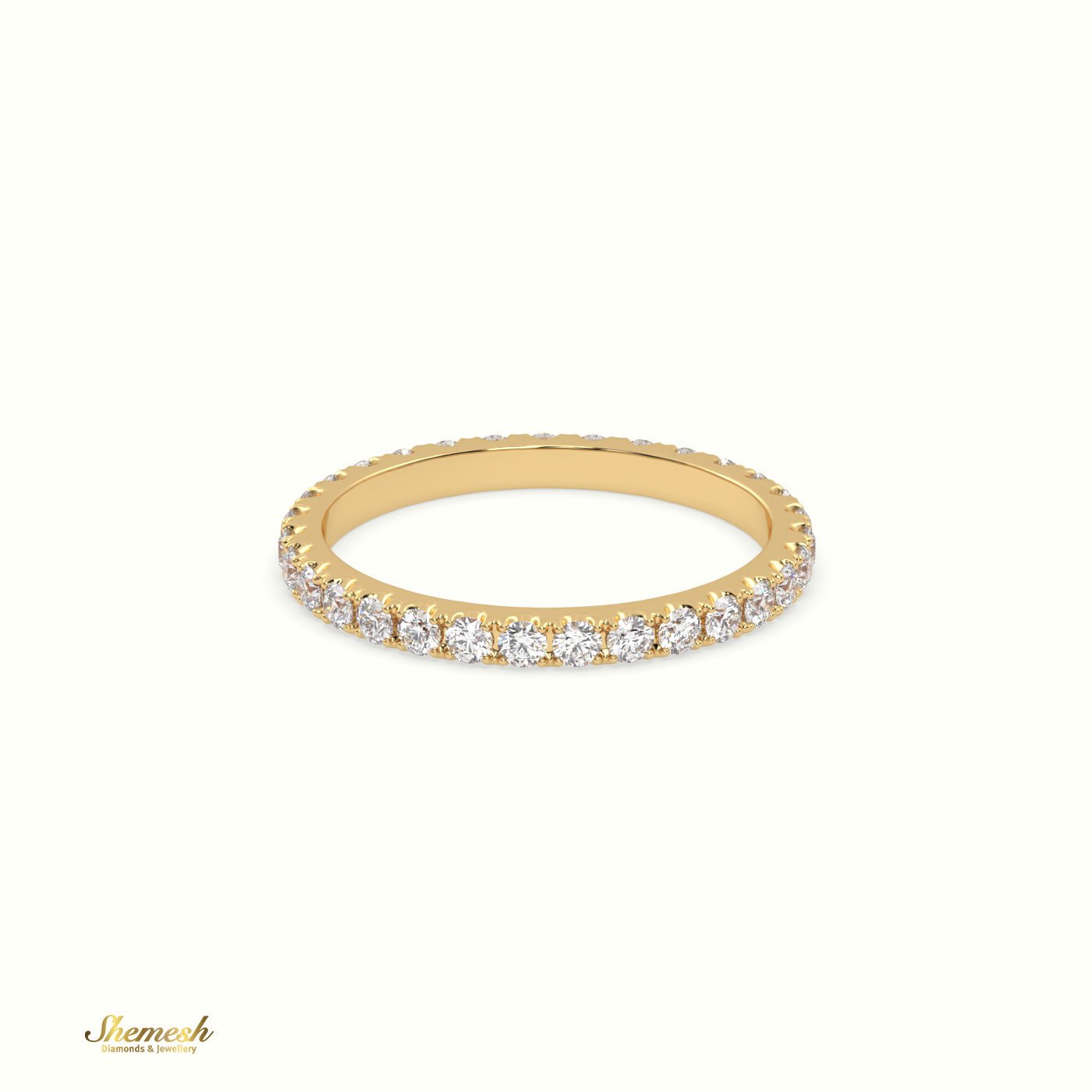 18K Gold "U" Shaped 4 Prongs Round Diamond Eternity Ring - shemesh_diamonds