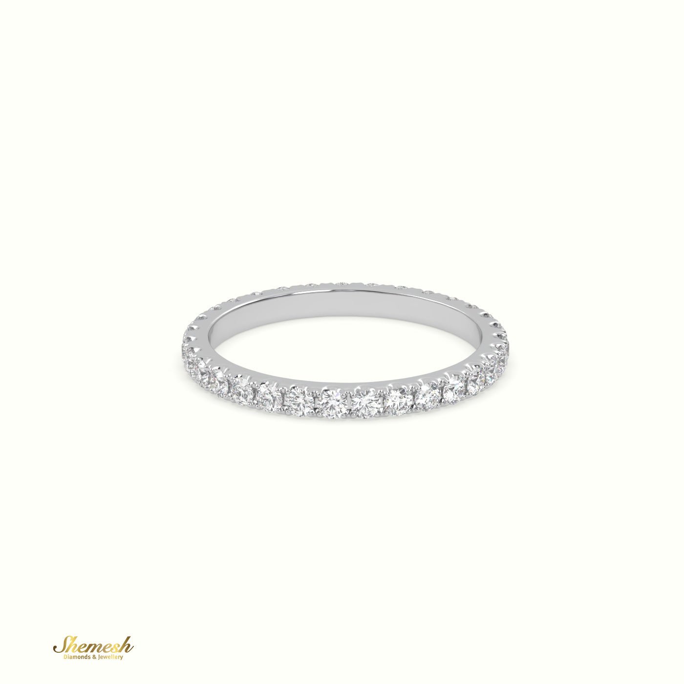 18K Gold "U" Shaped 4 Prongs Round Diamond Eternity Ring - shemesh_diamonds