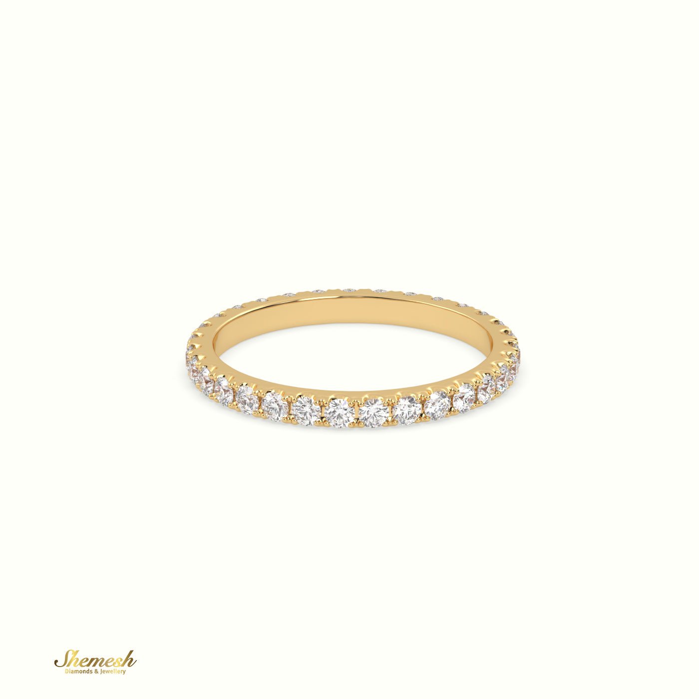 18K Gold "U" Shaped 4 Prongs Round Diamond Eternity Ring - shemesh_diamonds