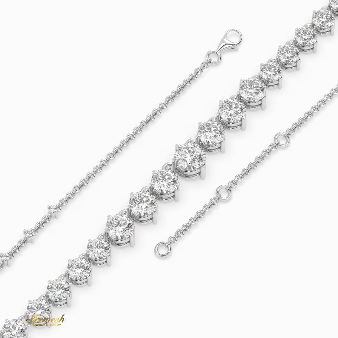 18K Gold Round Diamond Station Bracelet - shemesh_diamonds