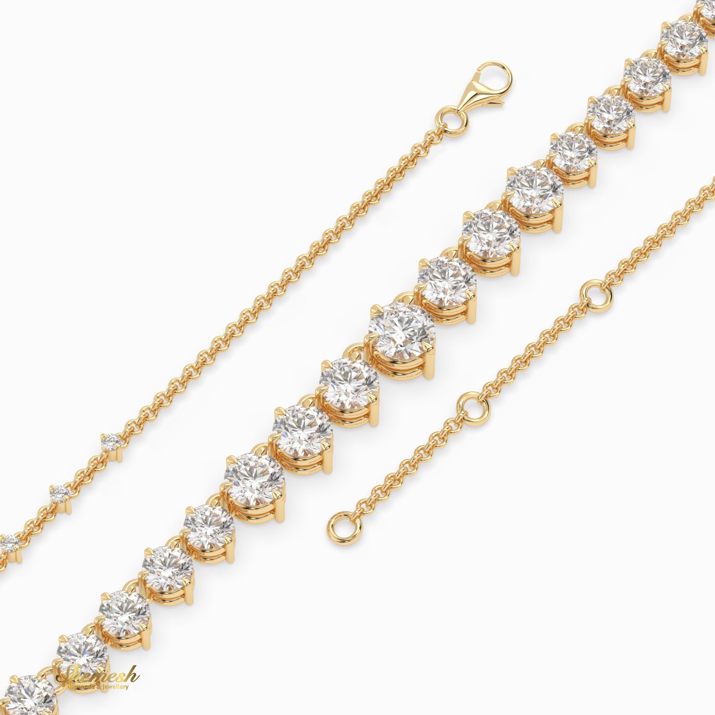 18K Gold Round Diamond Station Bracelet - shemesh_diamonds