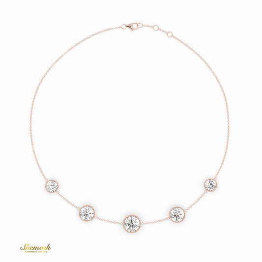 18K Gold 5 Round Diamond Bezel Station Chain Bracelet - shemesh_diamonds