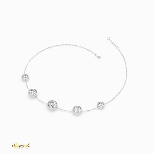 18K Gold 5 Round Diamond Bezel Station Chain Bracelet - shemesh_diamonds