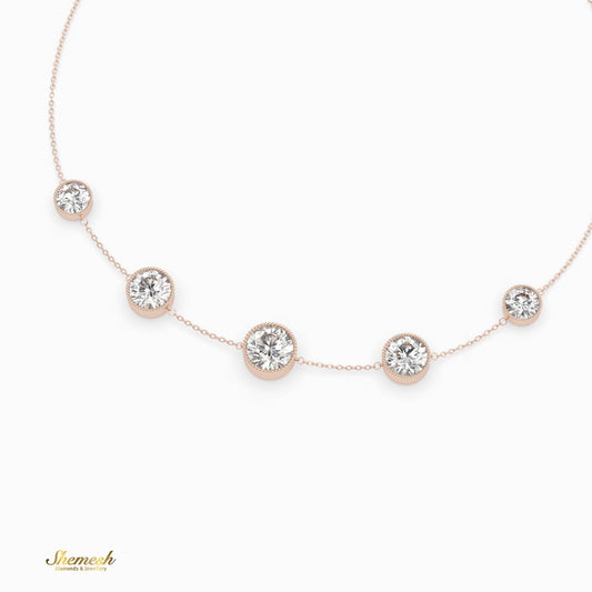18K Gold 5 Round Diamond Bezel Station Chain Bracelet - shemesh_diamonds