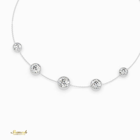 18K Gold 5 Round Diamond Bezel Station Chain Bracelet - shemesh_diamonds