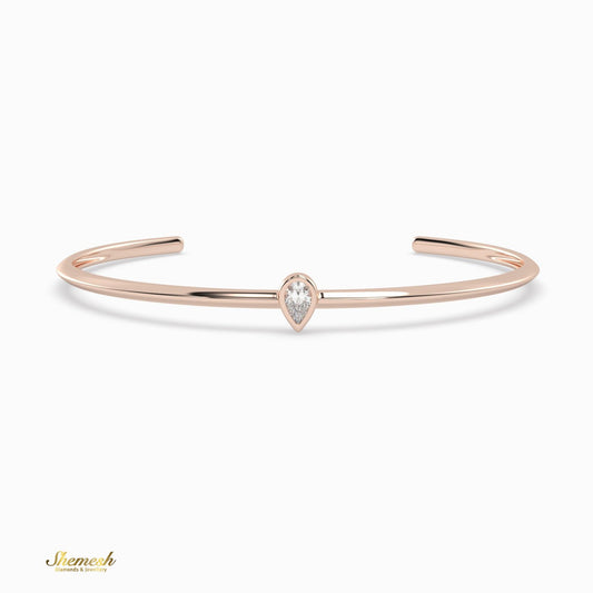 18K Gold Bezel - Set Pear Diamond Bangle Bracelet - shemesh_diamonds