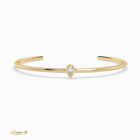 18K Gold Bezel - Set Pear Diamond Bangle Bracelet - shemesh_diamonds