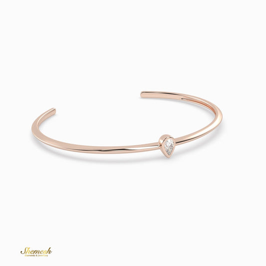 18K Gold Bezel - Set Pear Diamond Bangle Bracelet - shemesh_diamonds