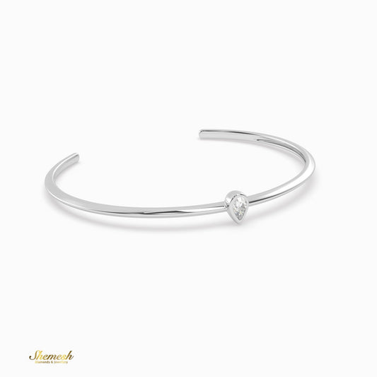 18K Gold Bezel - Set Pear Diamond Bangle Bracelet - shemesh_diamonds