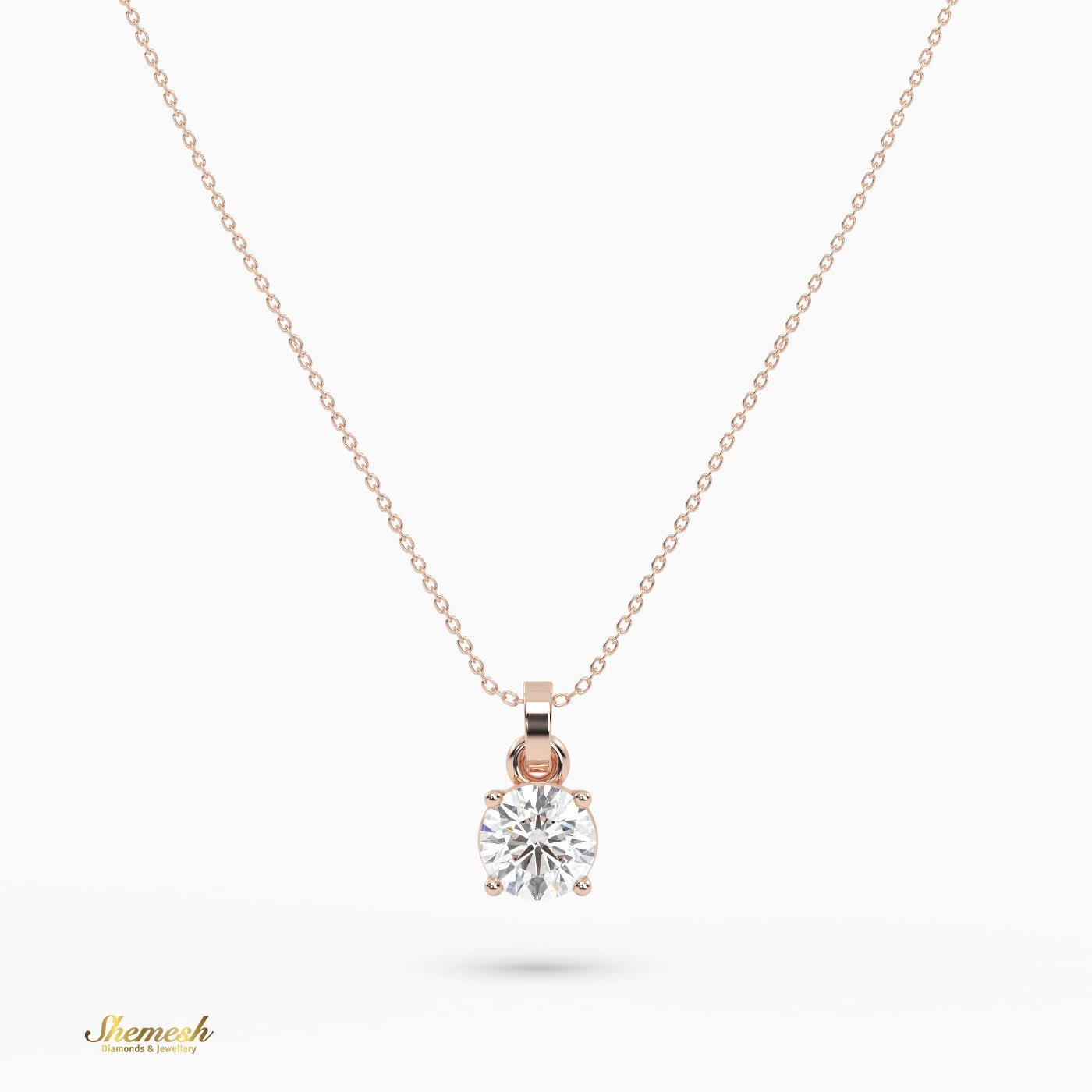 18k Gold 0.4 Carat Round Cut Diamond Pendant - shemesh_diamonds