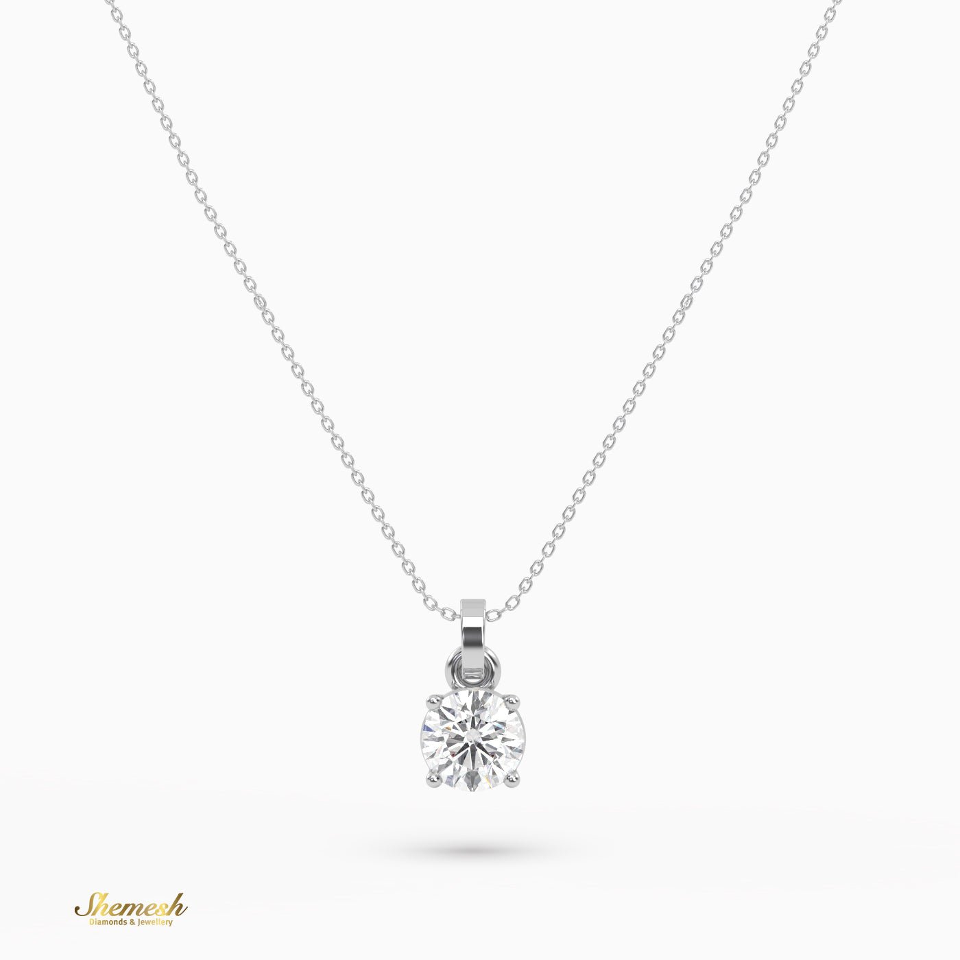 18k Gold 0.4 Carat Round Cut Diamond Pendant - shemesh_diamonds