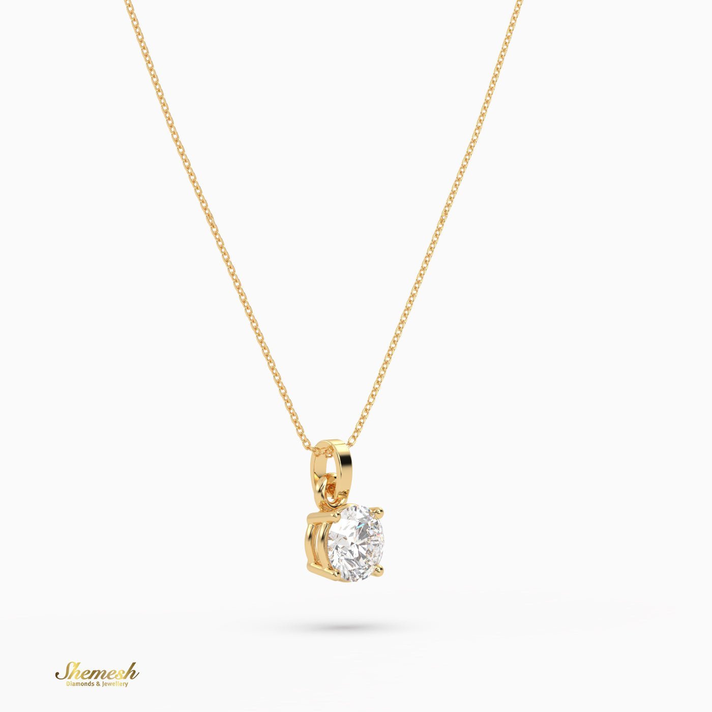 18k Gold 0.4 Carat Round Cut Diamond Pendant - shemesh_diamonds