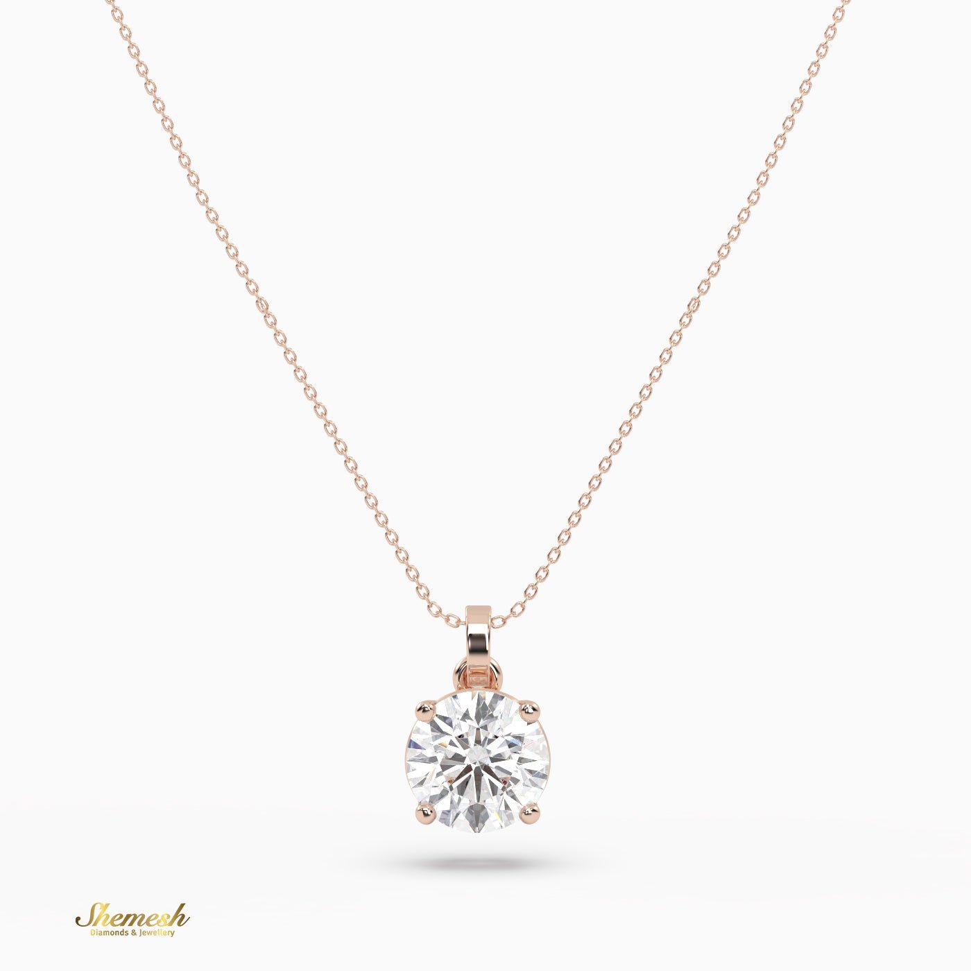 18k Gold 1.00 Carat Round Cut Diamond Pendant - shemesh_diamonds