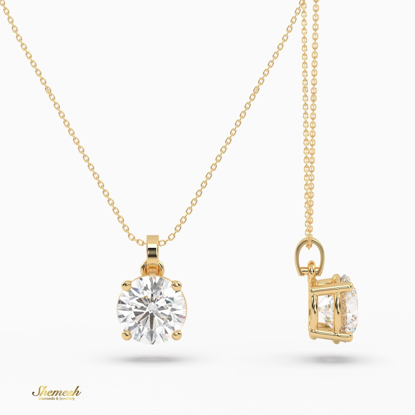 18k Gold 1.00 Carat Round Cut Diamond Pendant - shemesh_diamonds