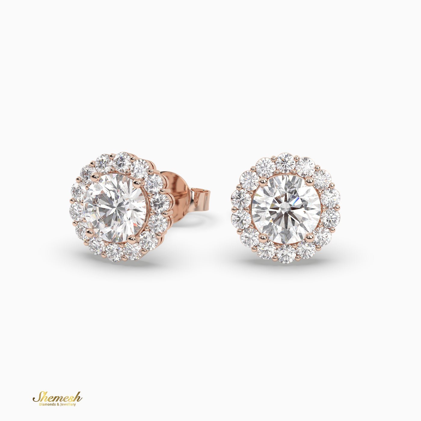 Vintage Round cut Halo set Stud Earrings - shemesh_diamonds