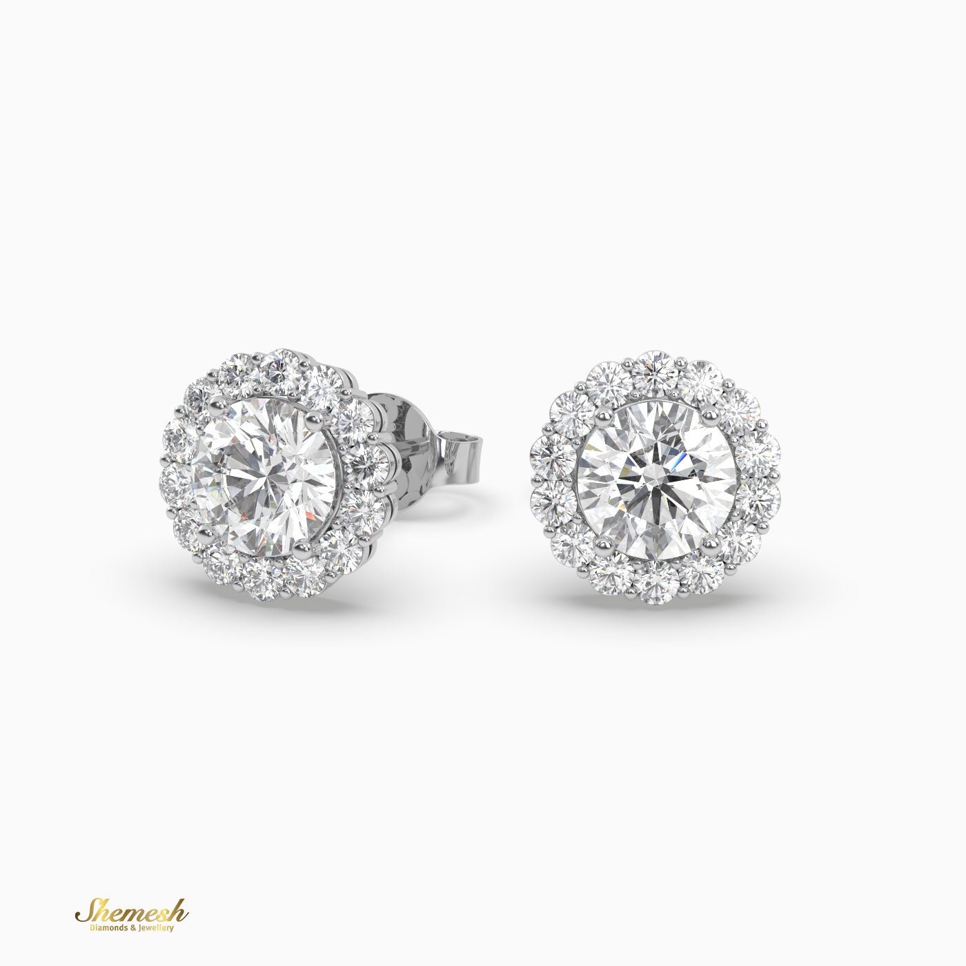 Vintage Round cut Halo set Stud Earrings - shemesh_diamonds