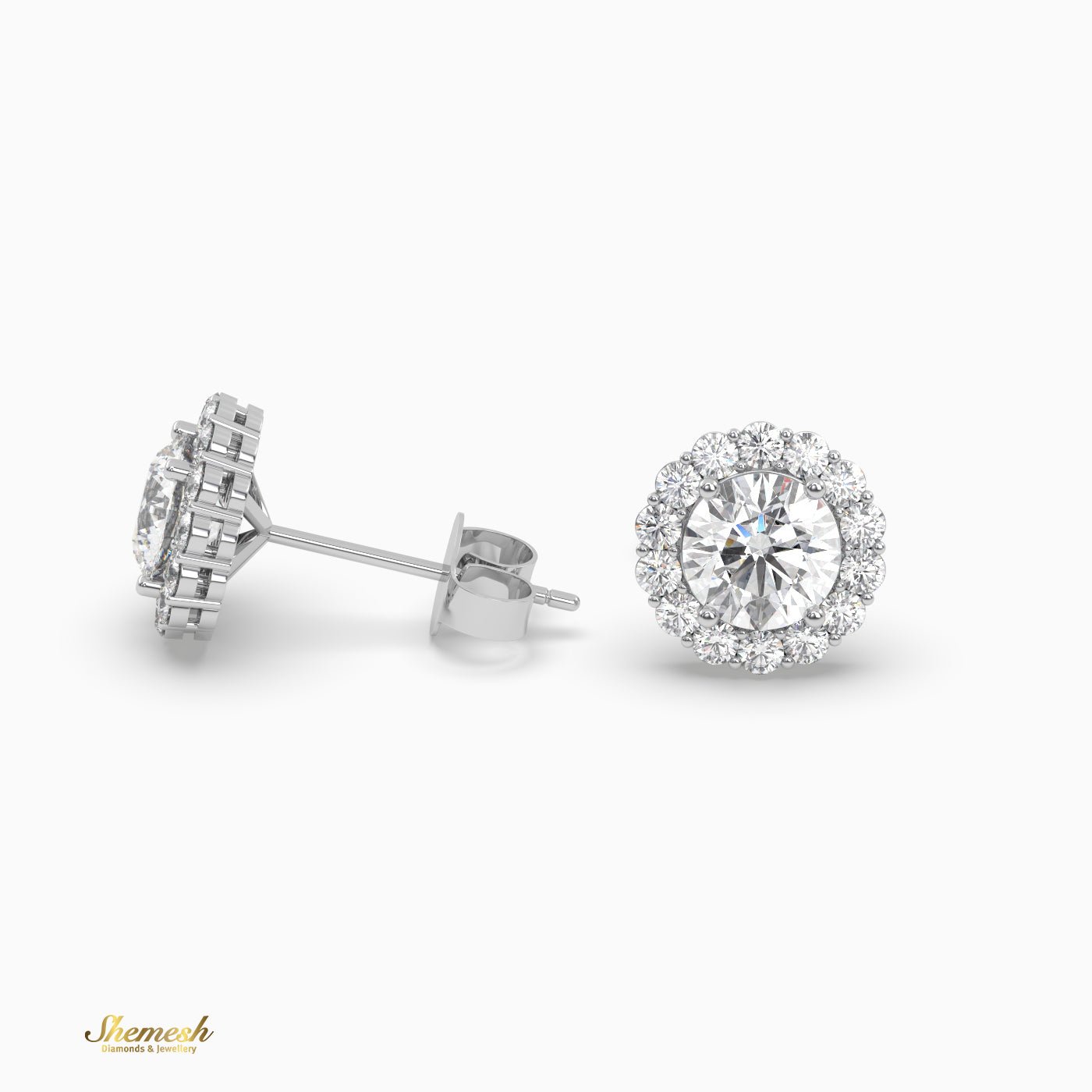 Vintage Round cut Halo set Stud Earrings - shemesh_diamonds