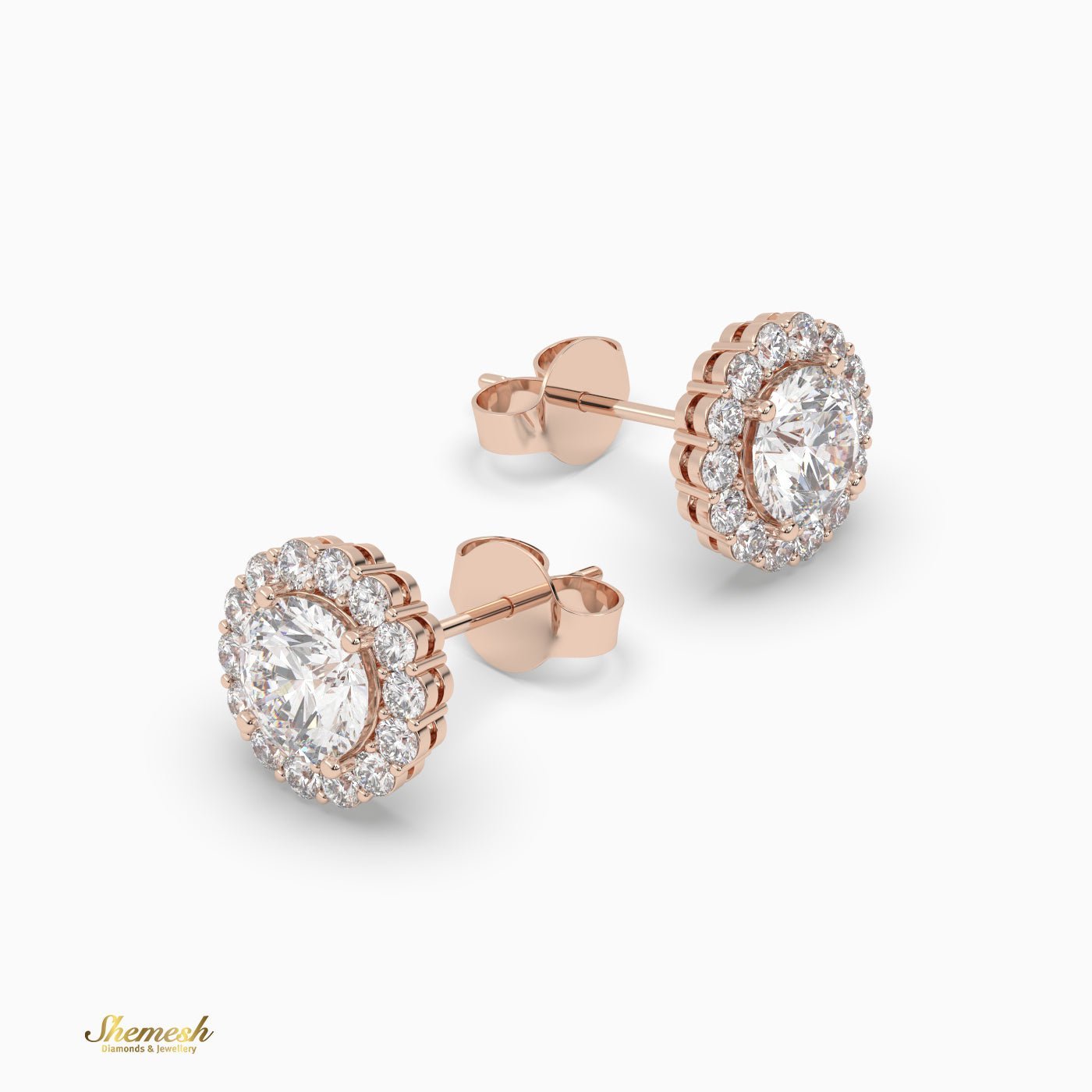 Vintage Round cut Halo set Stud Earrings - shemesh_diamonds