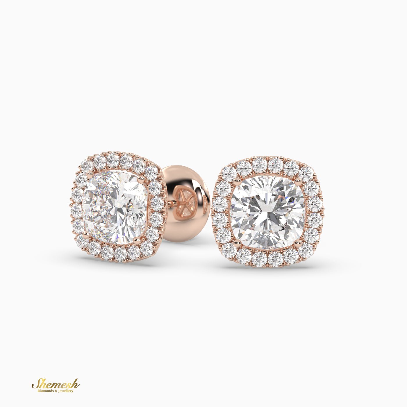 Cushion Cut Halo set Stud Earrings - shemesh_diamonds