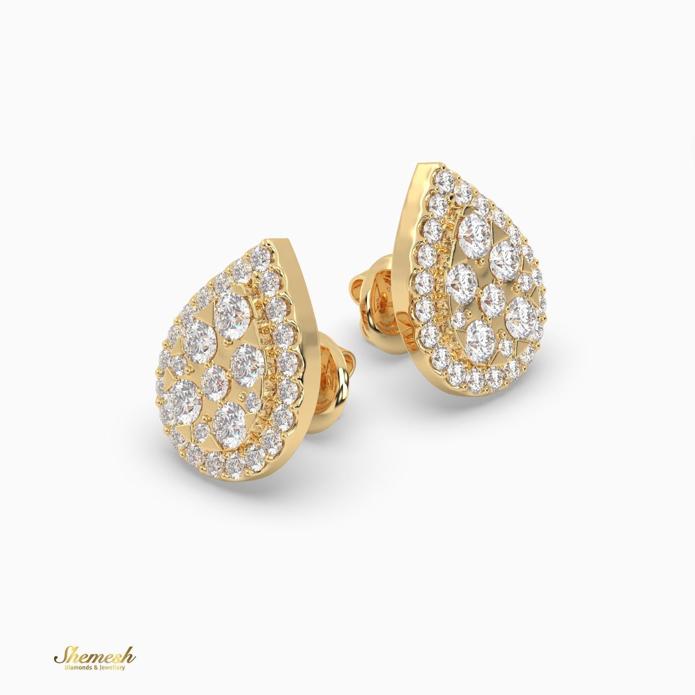 Pear Cut Halo Set Stud Earrings - shemesh_diamonds