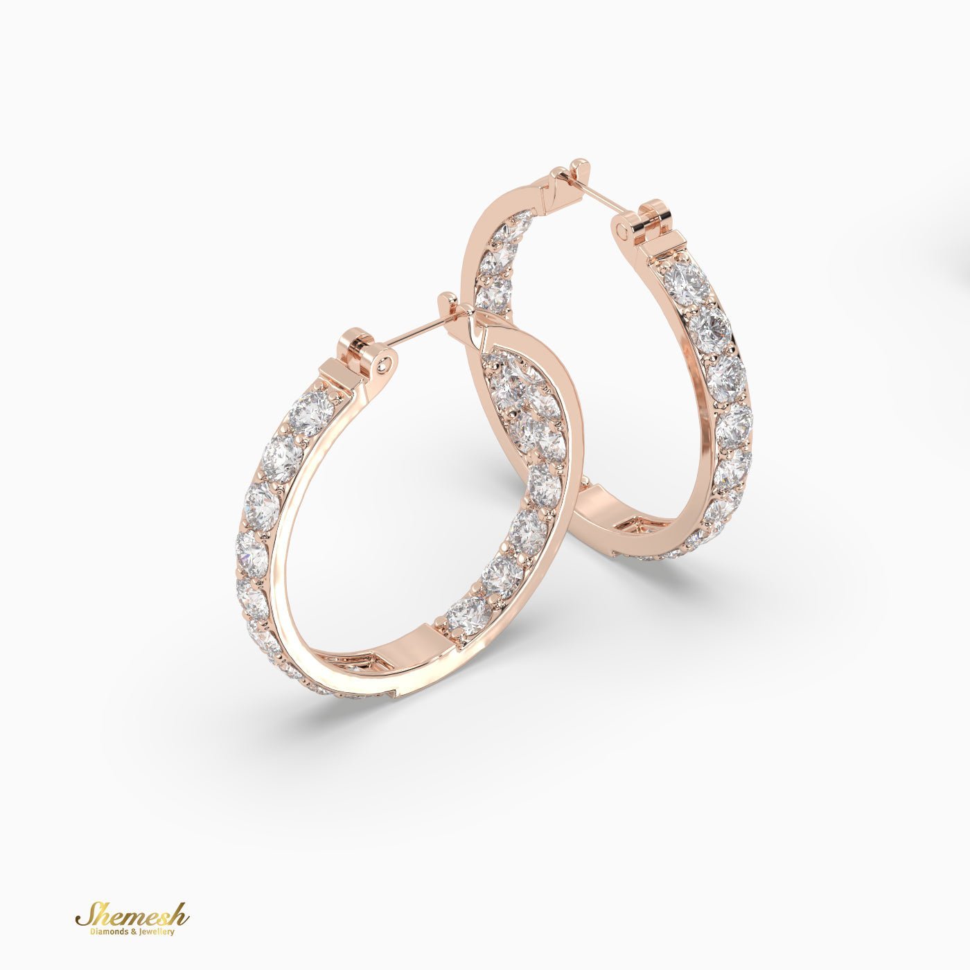 Round Cut Pave Set Inside out Diamond Hoop Earrings - shemesh_diamonds