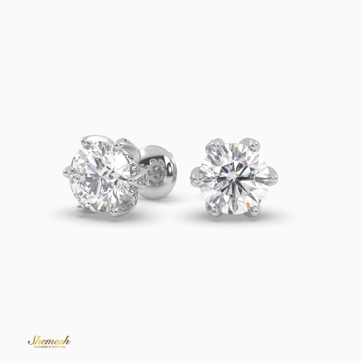 Solitaire 6 prongs Stud Earrings - shemesh_diamonds