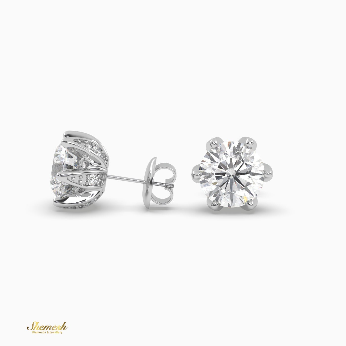 Solitaire 6 prongs Stud Earrings - shemesh_diamonds