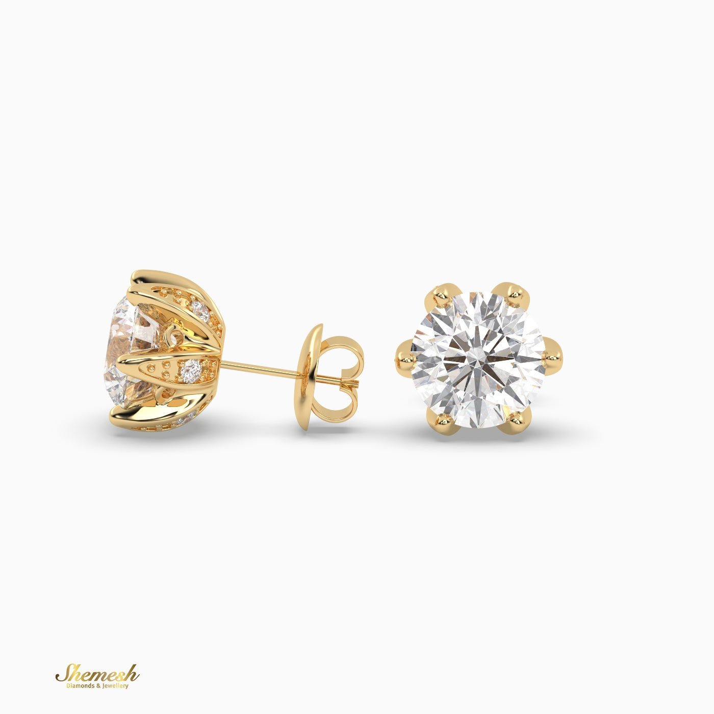 Solitaire 6 prongs Stud Earrings - shemesh_diamonds