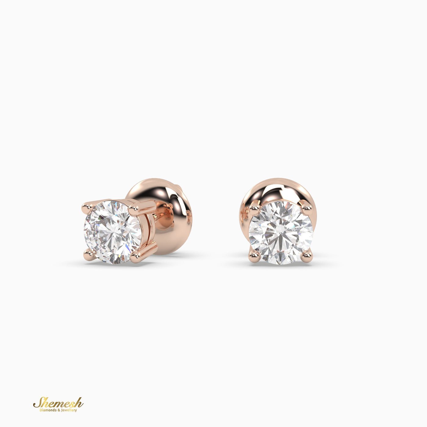 Solitaire 4 prongs Stud Earrings - shemesh_diamonds