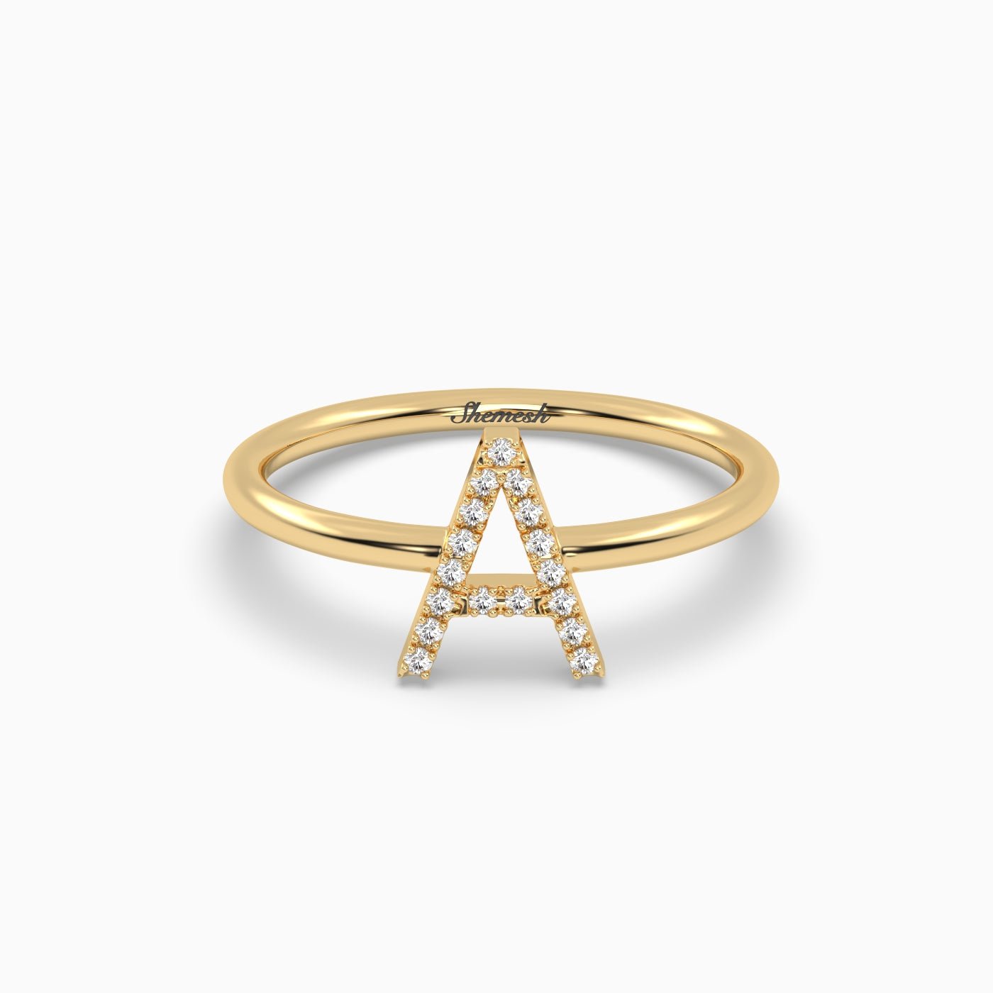 18K Gold "A" Initial Ring - shemesh_diamonds