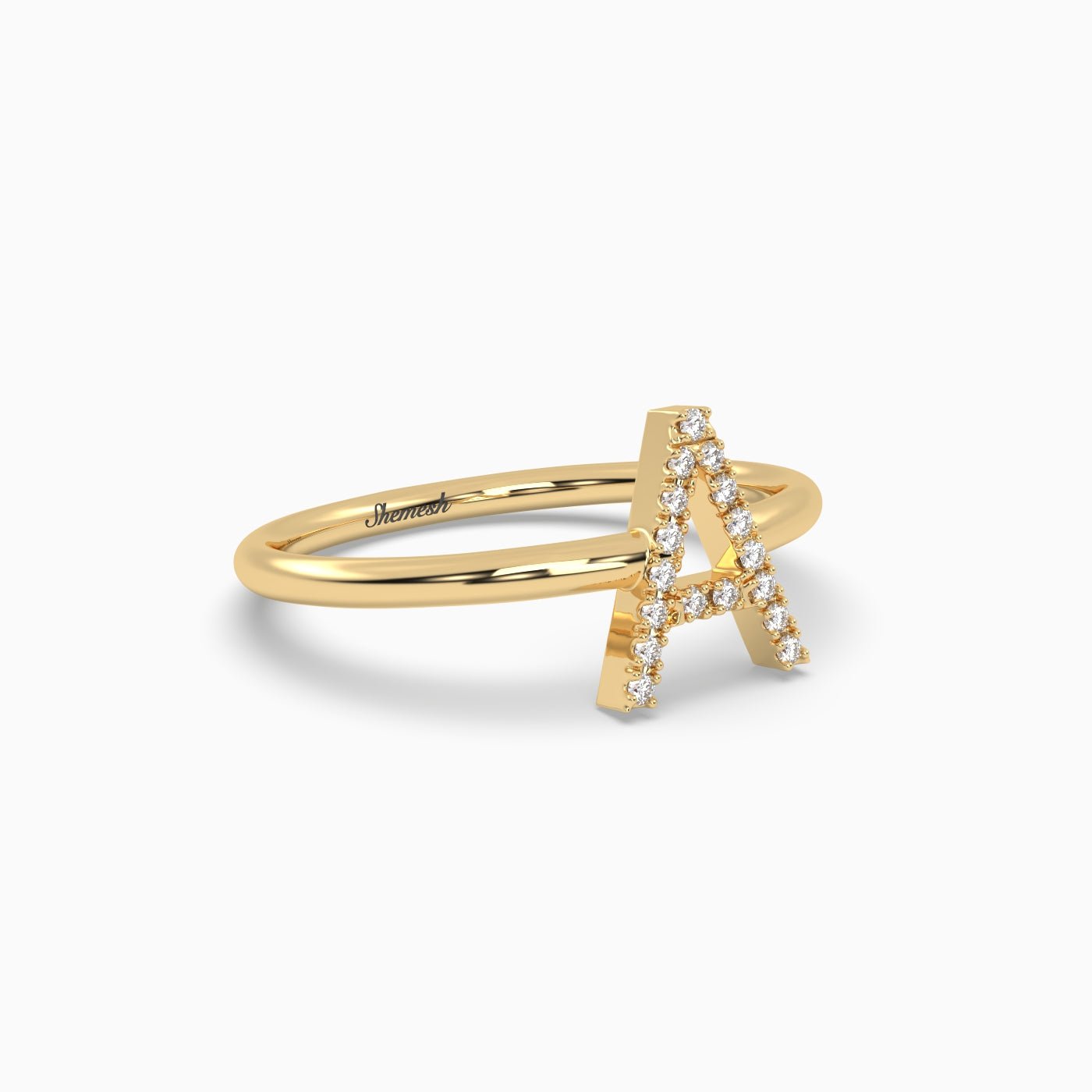 18K Gold "A" Initial Ring - shemesh_diamonds