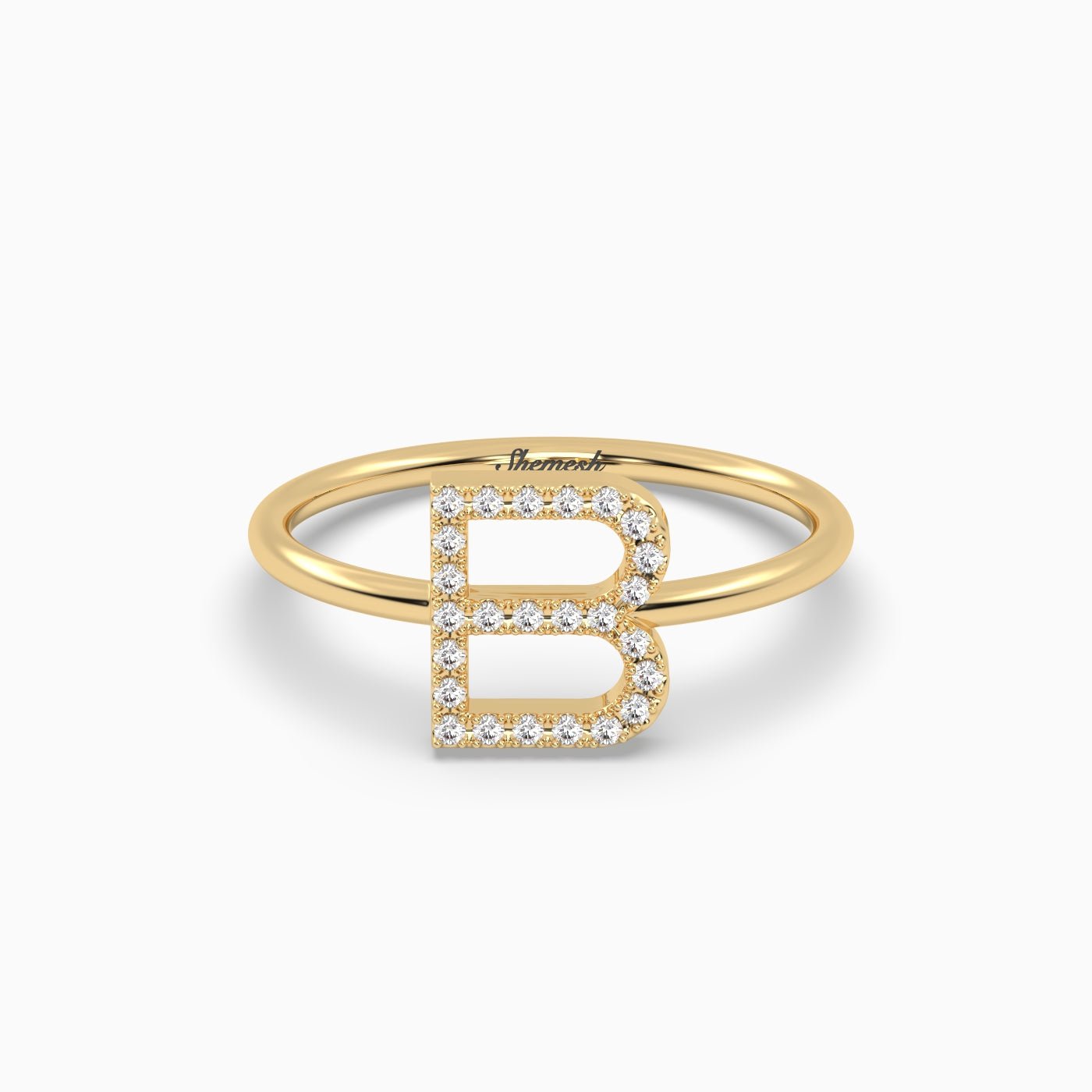 18K Gold "B" Initial Ring - shemesh_diamonds