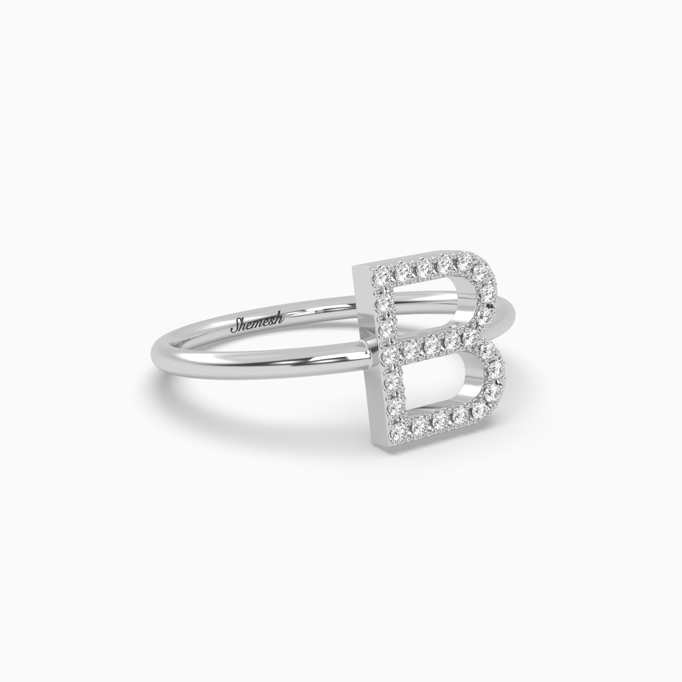 18K Gold "B" Initial Ring - shemesh_diamonds