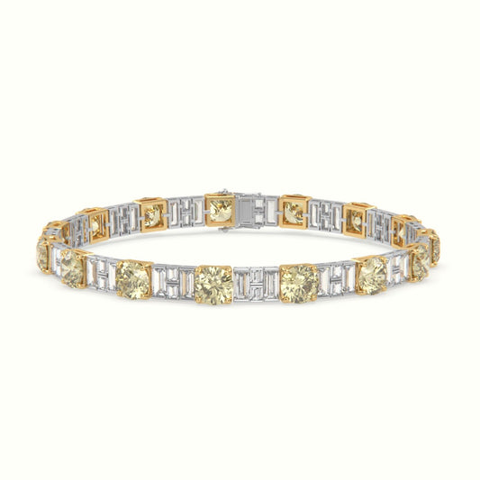 Radiant Harmony Dual Tone Round and Emerald Cut Bracelet - shemesh_diamonds