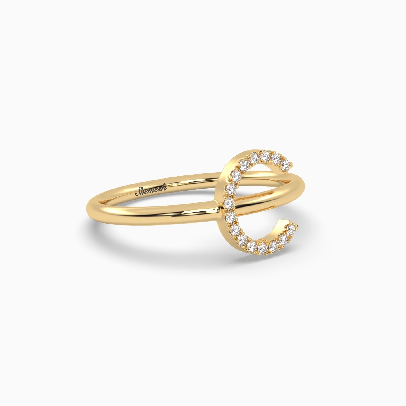 18K Gold "C" Initial Ring - shemesh_diamonds