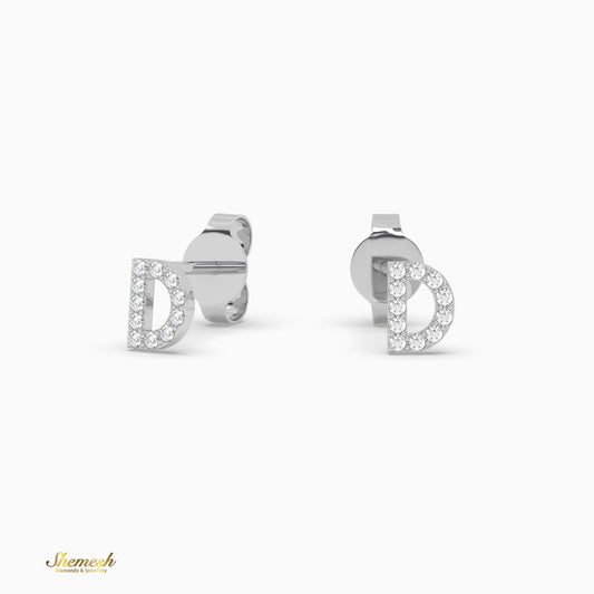 18K Gold 'D' Initial Stud Earrings - shemesh_diamonds