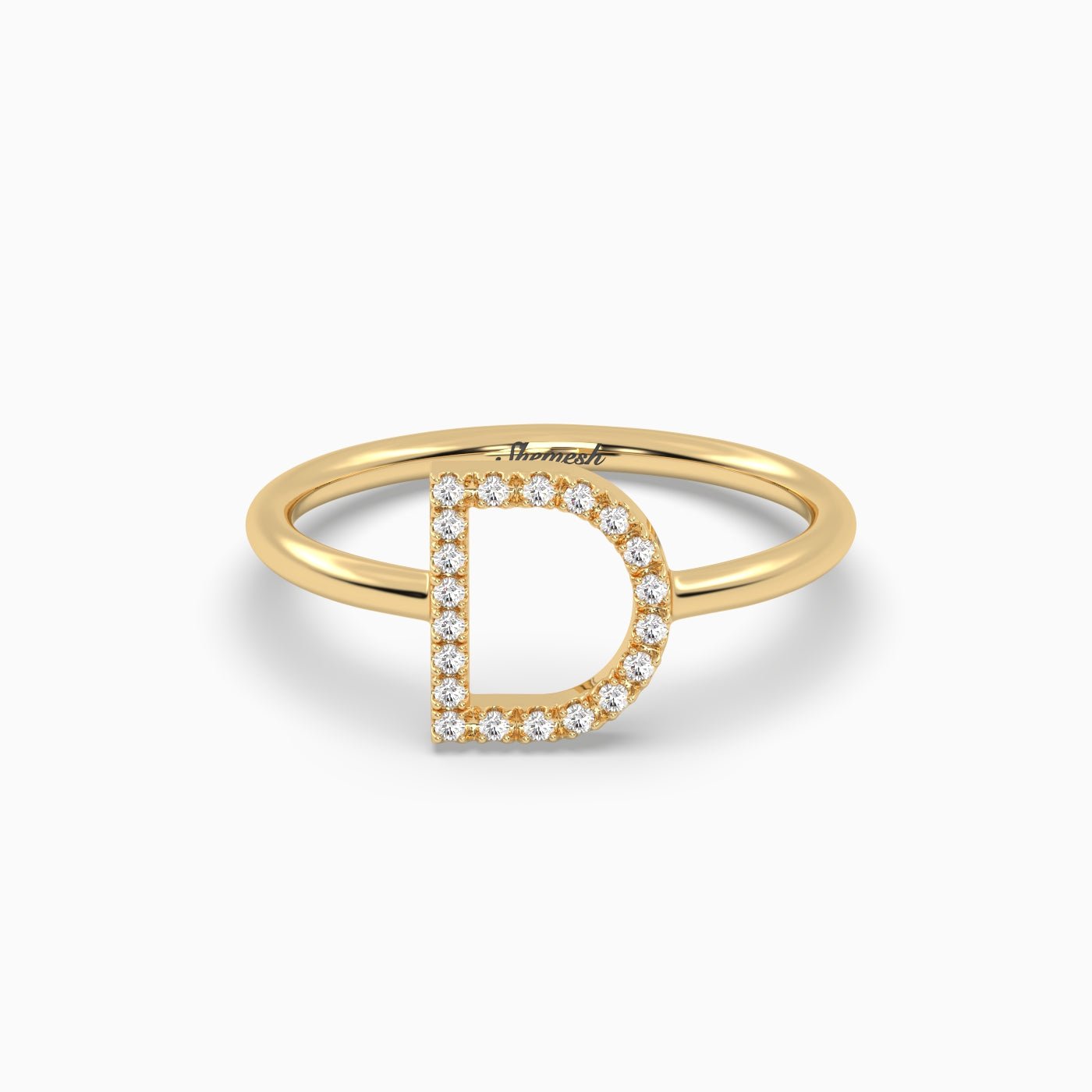 18K Gold "D" Initial Ring - shemesh_diamonds