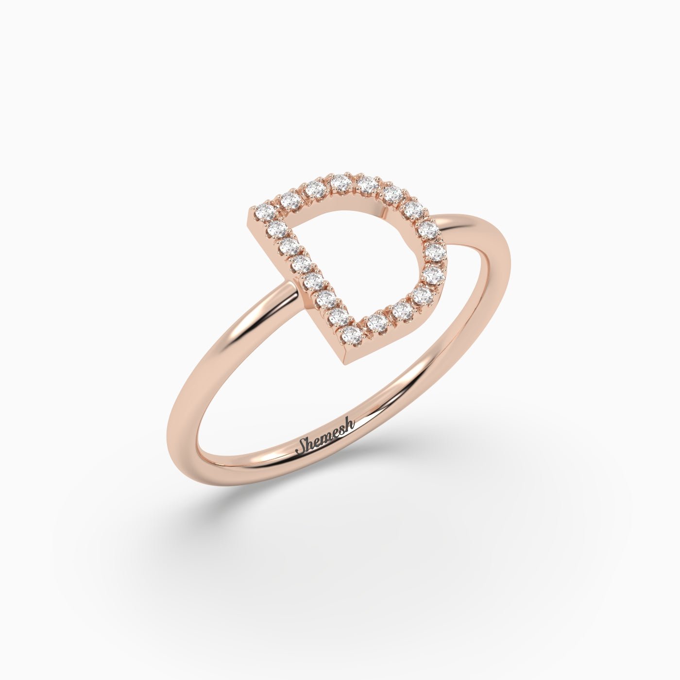 18K Gold "D" Initial Ring - shemesh_diamonds