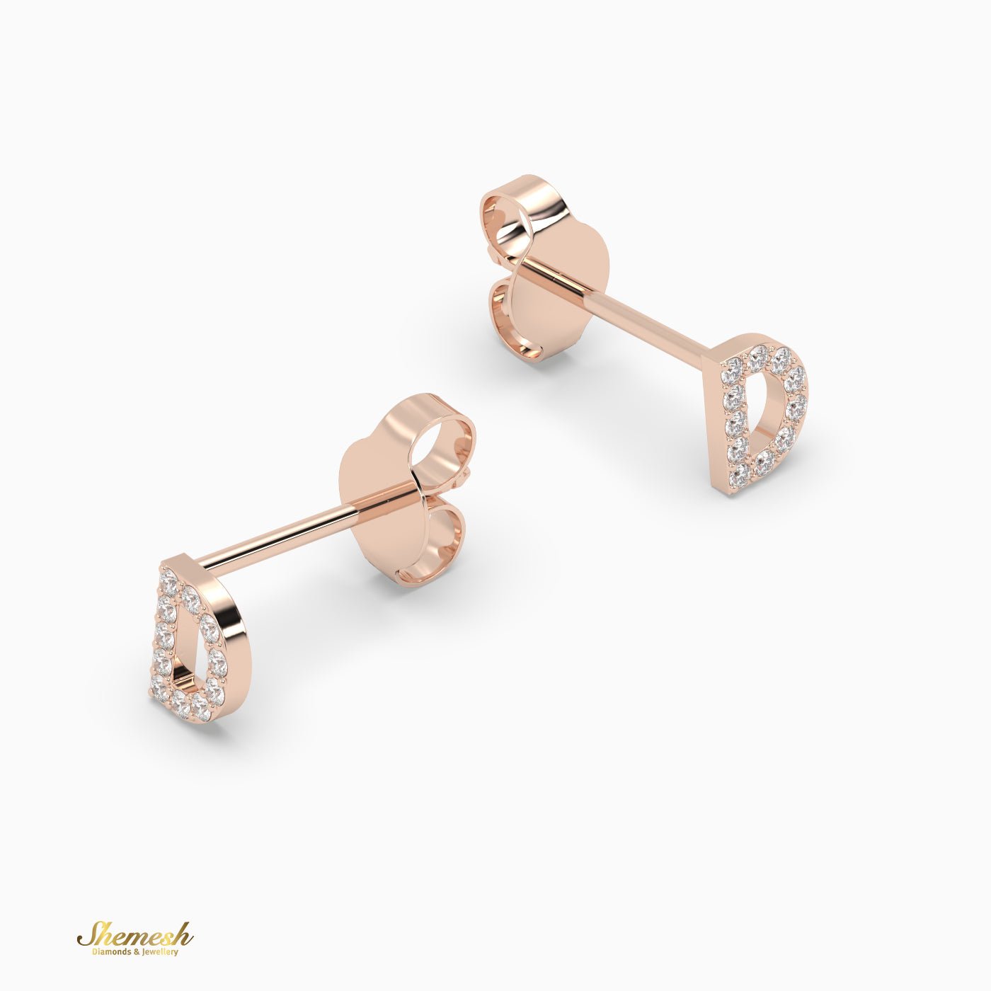 18K Gold 'D' Initial Stud Earrings - shemesh_diamonds