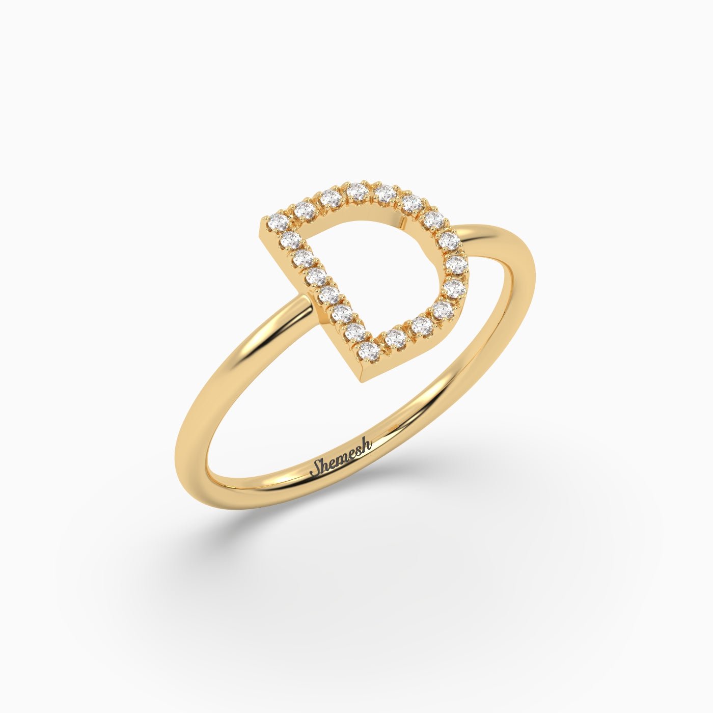 18K Gold "D" Initial Ring - shemesh_diamonds