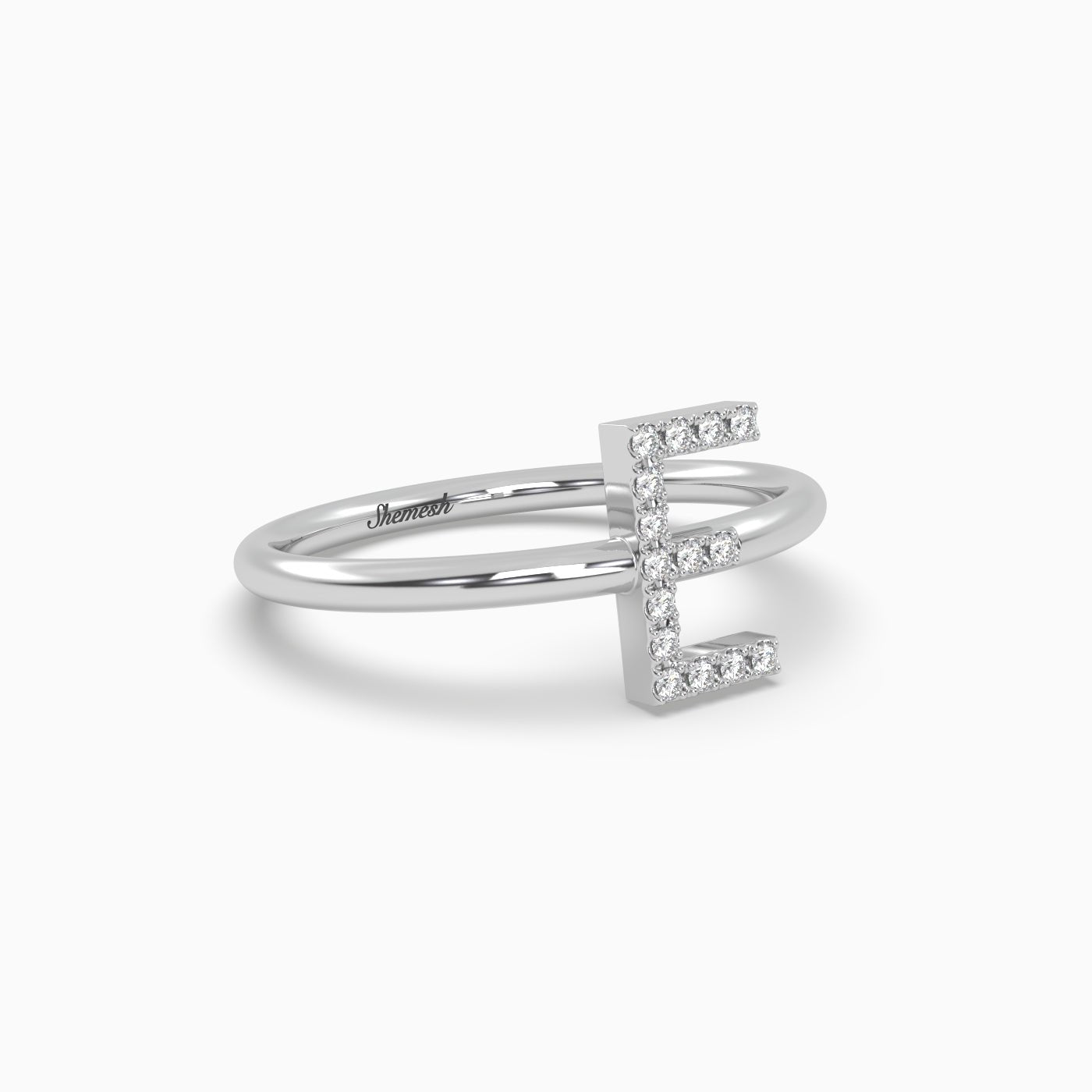 18K Gold "E" Initial Ring - shemesh_diamonds