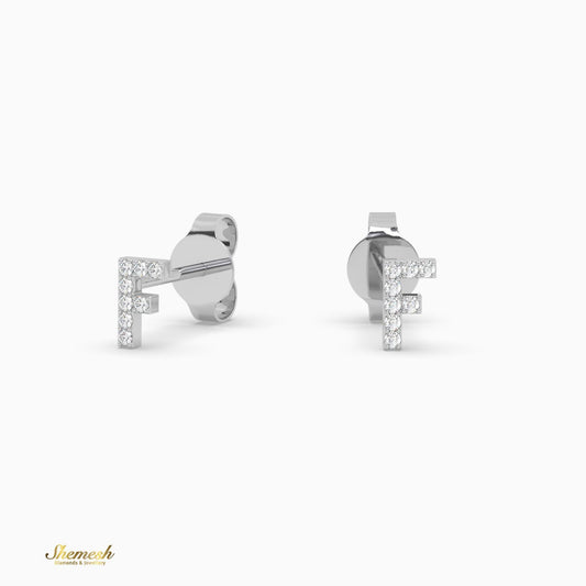 18K Gold 'F' Initial Stud Earrings - shemesh_diamonds