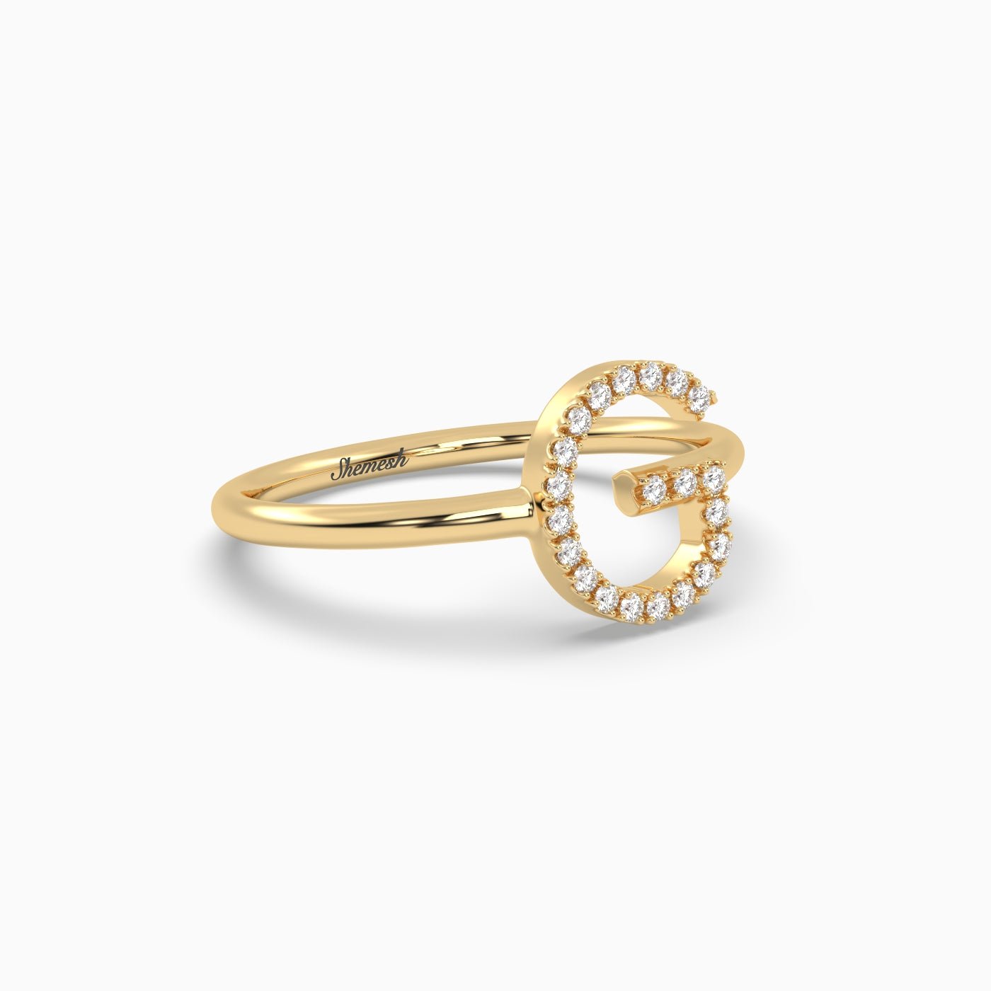 18K Gold "G" Initial Ring - shemesh_diamonds