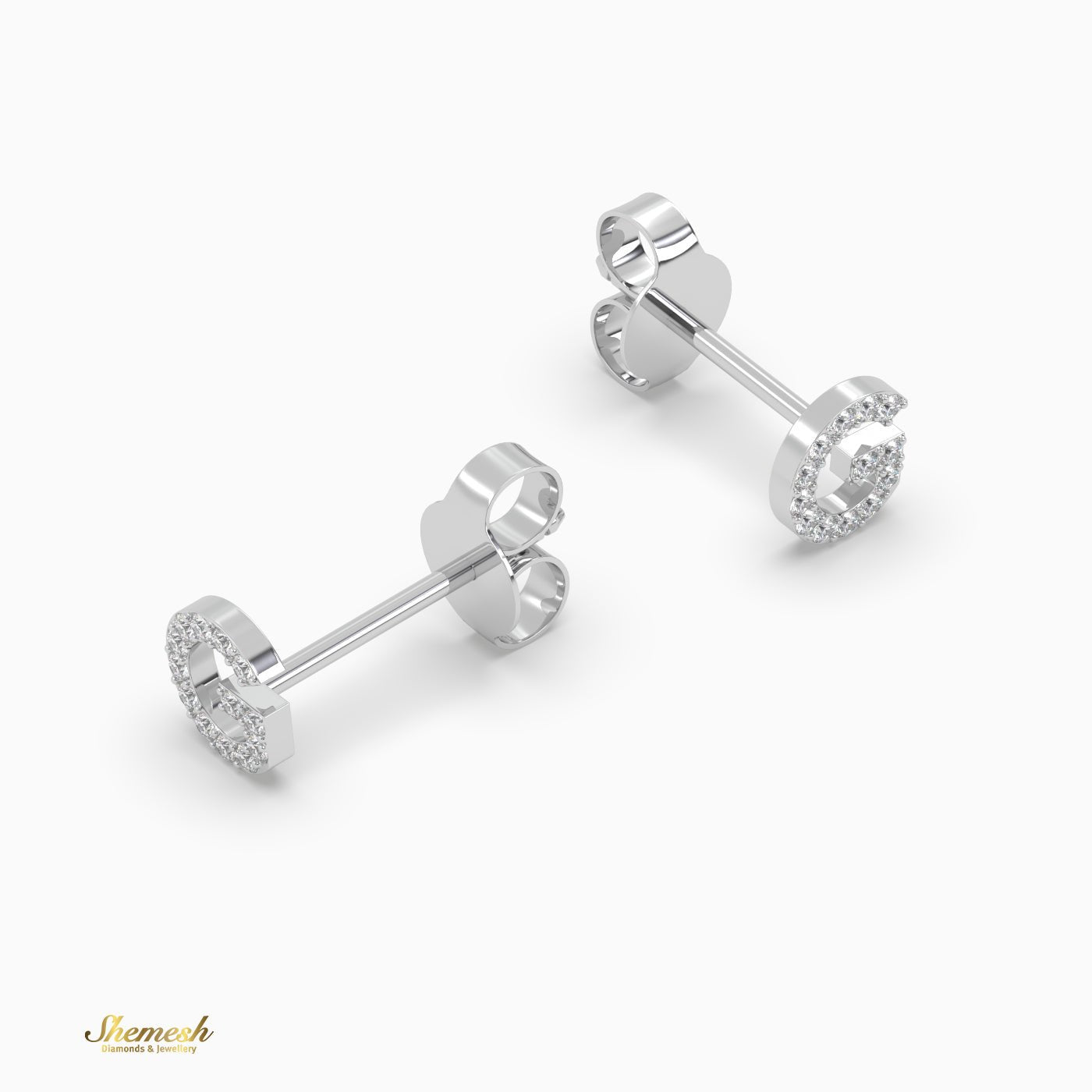 18K Gold 'G' Initial Stud Earrings - shemesh_diamonds