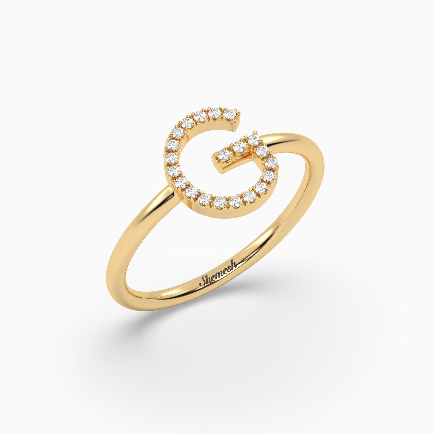 18K Gold "G" Initial Ring - shemesh_diamonds