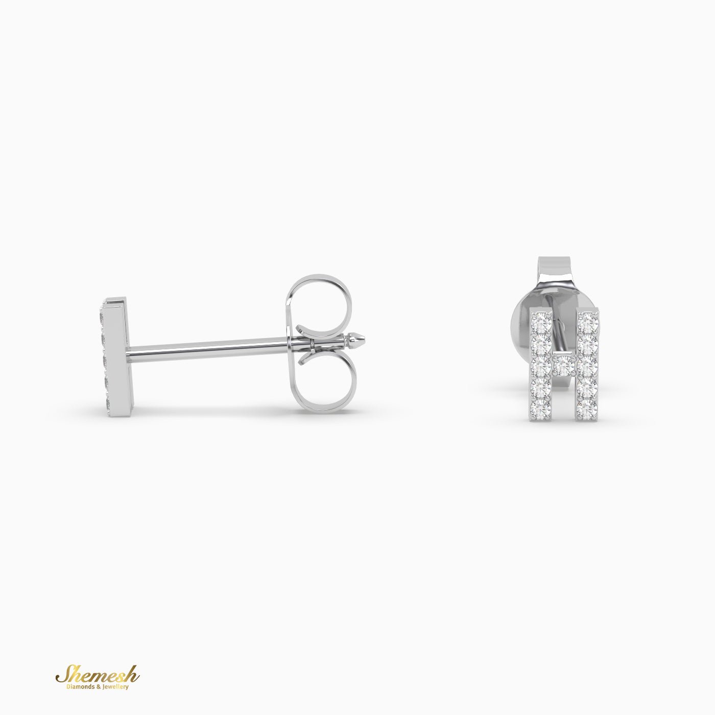 18K Gold 'H' Initial Stud Earrings - shemesh_diamonds