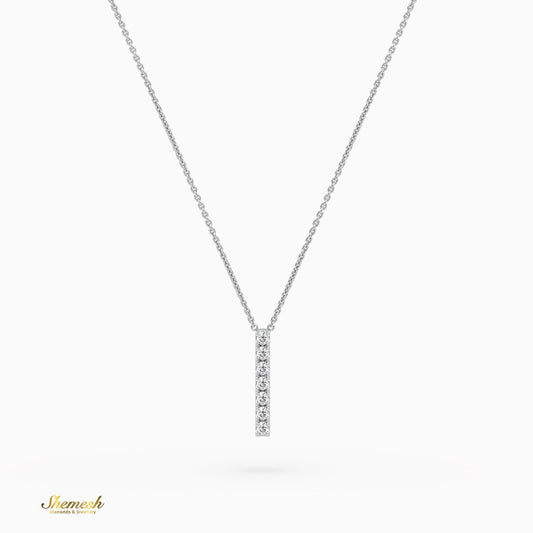 18K Gold Round Cut Diamonds "I" Initial Pendant - shemesh_diamonds