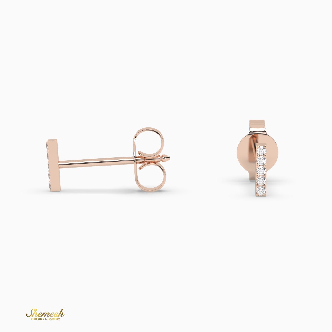 18K Gold 'I' Initial Stud Earrings - shemesh_diamonds