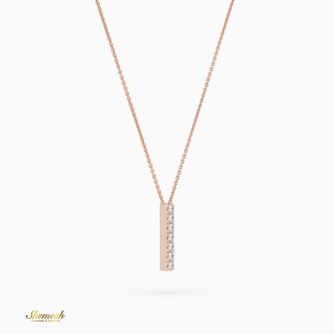 18K Gold Round Cut Diamonds "I" Initial Pendant - shemesh_diamonds