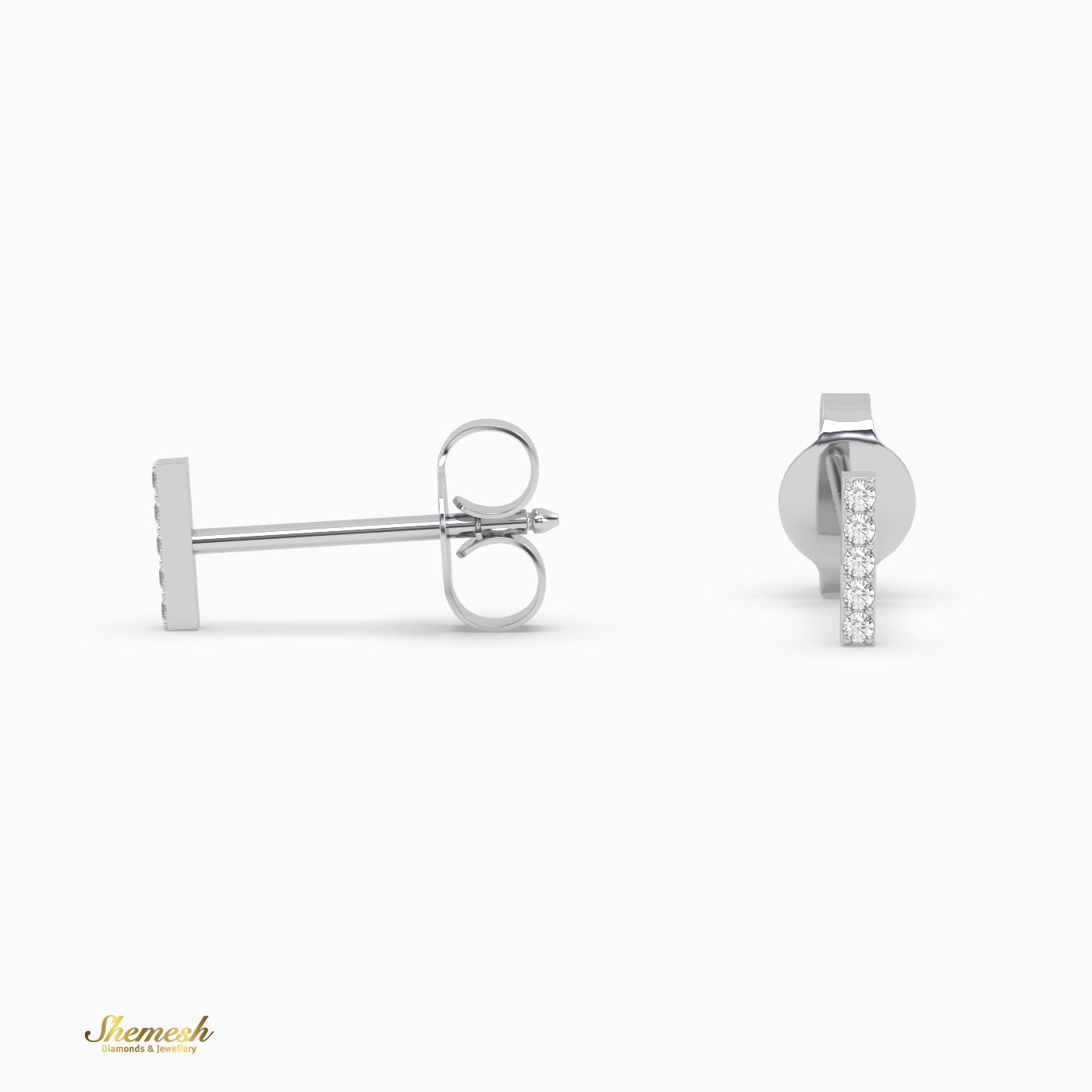 18K Gold 'I' Initial Stud Earrings - shemesh_diamonds